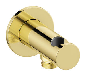 Akcesoria prysznicowe Przyłącze ścienne węża prysznicowego z uchwytem na słuchawkę prysznicową  (Polerowany mosiądz PVD)